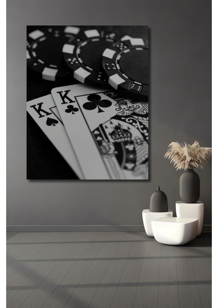 Dekoratif Dikey Double Papaz Poker Çipleri Duvar Tablo Ahşap Dikdörtgen Tablo