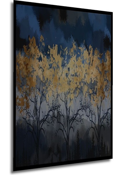Ahşap Geceyarısı Orman Manzarazı Yağlıboya Görünüm Duvar Tablosu Çerçeve Görünümlü Dikey Duvar Tablo fırsatları