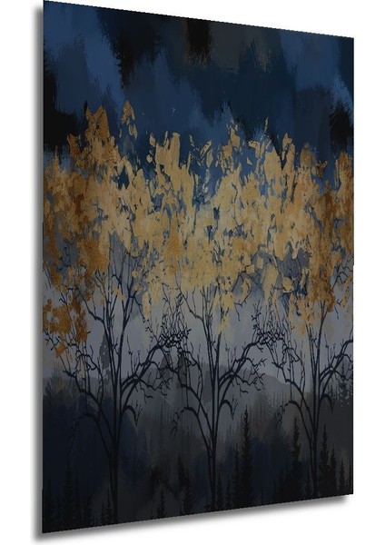 Ahşap Geceyarısı Orman Manzarazı Yağlıboya Görünüm Duvar Tablosu Çerçeve Görünümlü Dikey Duvar Tablo indirimleri