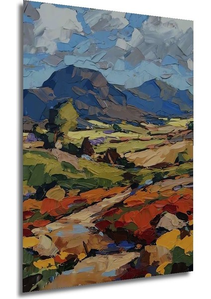 Ahşap Soyut Dağ Manzarası Yağlı Boya Görünümlü Tablo Çerçeve Görünümlü Dikey Duvar Dekorasyon Tablo indirimleri