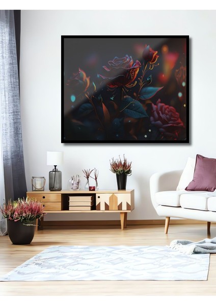 Dekoratif 3D Boyutlu Gül Ahşap Tablo Duvar Dekoru 2 Şık Yatay Duvar Dekorasyon Tablosu