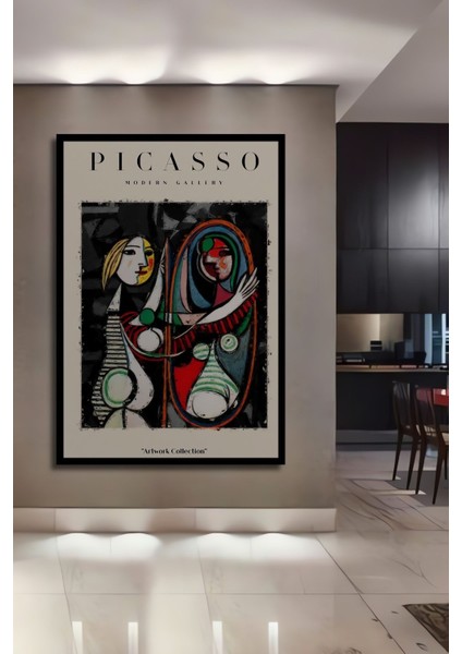 Ahşap Picasso Modern Gallery Soyut Artwork Collection Tablo Çerçeve Görünümlü Dikey Duvar Tablo