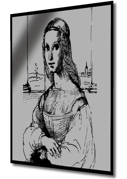 Ahşap Karakalem Mona Lisa Desenli Mdf Tablo Yüksek Kaliteli Çerçeve Görünümlü Dikey Duvar Tablo modelleri