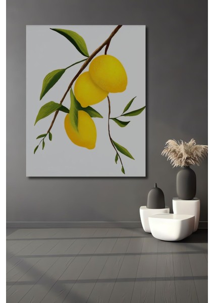 Ahşap Limon Duvar Tablosu Tablo Dijital Uv Çerçeve Görünümlü Dikey Duvar Dekorasyon Tablosu