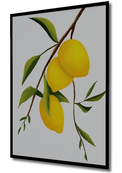 Ahşap Limon Duvar Tablosu Tablo Dijital Uv Çerçeve Görünümlü Dikey Duvar Dekorasyon Tablosu