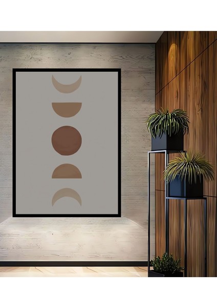 Soyut Dekoratif Ahşap Tablo Çerçeve Görünümlü Dikey Duvar Dekorasyon Tablosu
