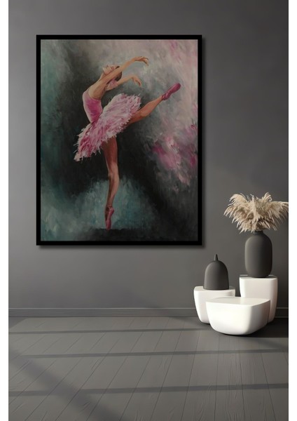 Dekoratif Dans Balerin Ahşap Tablo Çerçeve Görünümlü Dikey Duvar Dekorasyon Tablosu