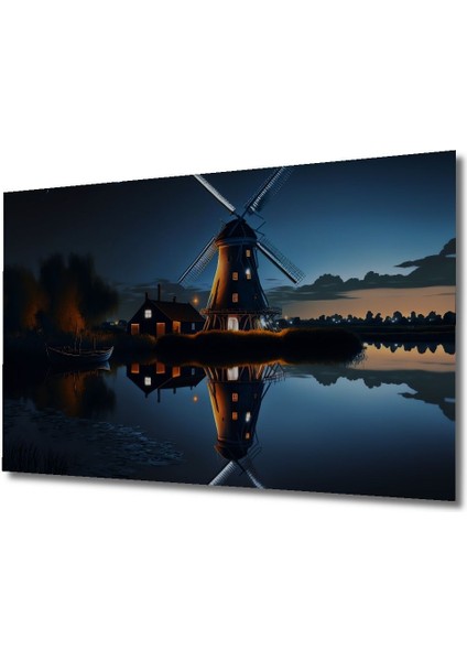 Dekoratif Su Değirmeni Manzaralı Ahşap Tablo Şık Yatay Duvar Dekorasyon Tablosu fırsatları