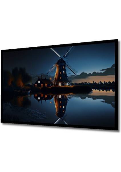 Dekoratif Su Değirmeni Manzaralı Ahşap Tablo Şık Yatay Duvar Dekorasyon Tablosu indirimleri