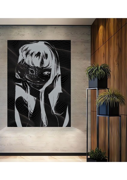 Tomie Junji Ito Korku Manga Soyut Ses Dalgaları Tablo Çerçeve Görünümlü Dikey Duvar Tablo fiyatları