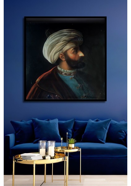 Dekoratif Dikey Fatih Sultan Mehmet Duvar Tablo Ahşap Dikdörtgen Tablo