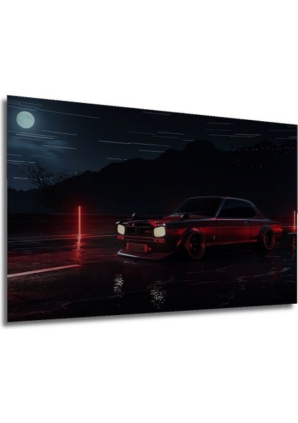 Nissan Skyline Gtr Art Manzara Işıklar Araba Neon Yatay Ahşap Tablo Yatay Duvar Dekorasyon Tablosu