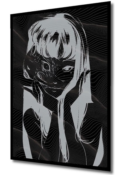 Tomie Junji Ito Korku Manga Soyut Ses Dalgaları Tablo Çerçeve Görünümlü Dikey Duvar Tablo modelleri