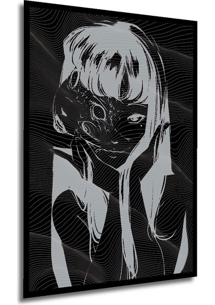 Tomie Junji Ito Korku Manga Soyut Ses Dalgaları Tablo Çerçeve Görünümlü Dikey Duvar Tablo fırsatları
