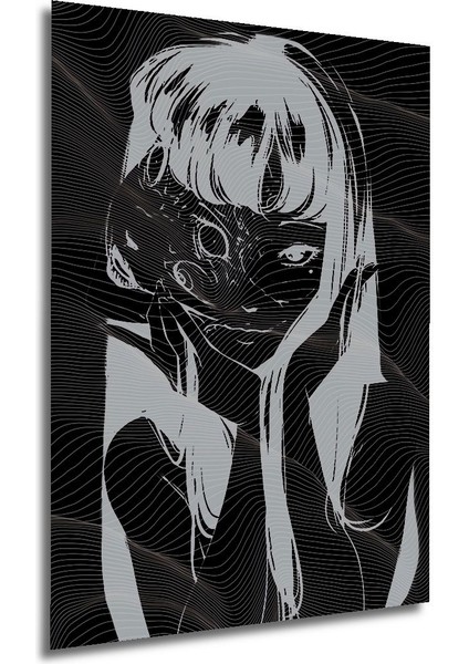Tomie Junji Ito Korku Manga Soyut Ses Dalgaları Tablo Çerçeve Görünümlü Dikey Duvar Tablo indirimleri