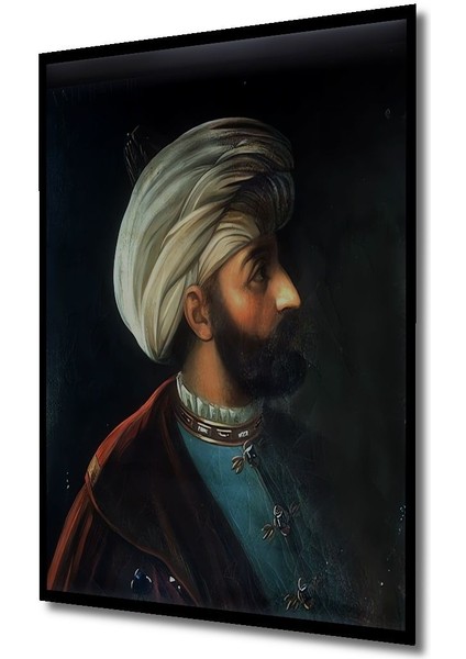 Dekoratif Dikey Fatih Sultan Mehmet Duvar Tablo Ahşap Dikdörtgen Tablo