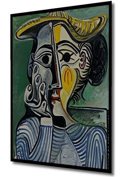 Ahşap Tablo Pablo Picasso Woman With Yellow Hat Duvar Dekorasyon Tablo Moda Çerçeve Görünümlü Tablo
