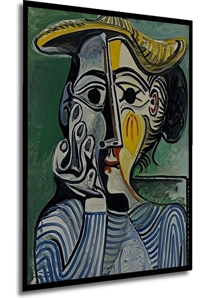 Ahşap Tablo Pablo Picasso Woman With Yellow Hat Duvar Dekorasyon Tablo Moda Çerçeve Görünümlü Tablo