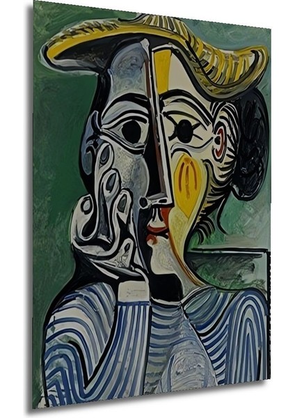 Ahşap Tablo Pablo Picasso Woman With Yellow Hat Duvar Dekorasyon Tablo Moda Çerçeve Görünümlü Tablo