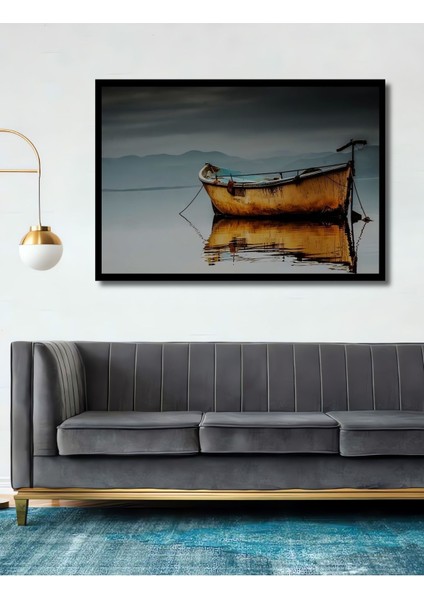 Dekoratif Doğa Manzarası Kayık - Tek Parça Ahşap Tablo Şık Yatay Duvar Dekorasyon Tablosu fiyatları