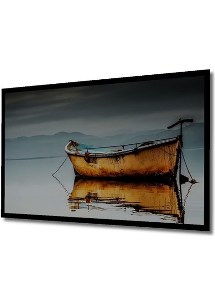 Dekoratif Doğa Manzarası Kayık - Tek Parça Ahşap Tablo Şık Yatay Duvar Dekorasyon Tablosu indirimleri