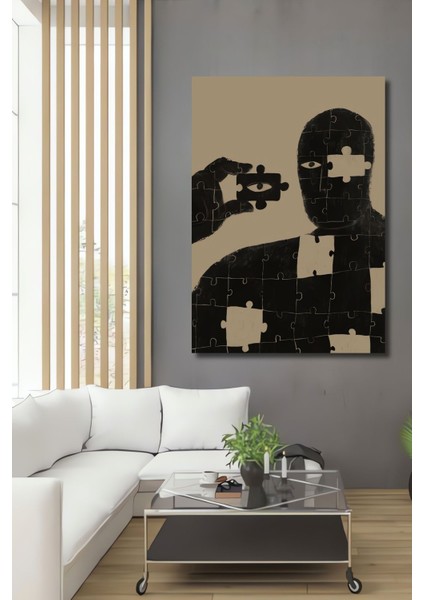 Dekoratif Dikey Puzzledan Adam Duvar Tablo Ahşap Dikdörtgen Tablo