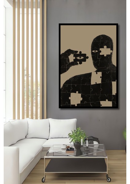 Dekoratif Dikey Puzzledan Adam Duvar Tablo Ahşap Dikdörtgen Tablo