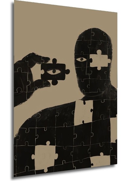 Dekoratif Dikey Puzzledan Adam Duvar Tablo Ahşap Dikdörtgen Tablo