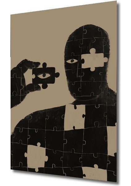 Dekoratif Dikey Puzzledan Adam Duvar Tablo Ahşap Dikdörtgen Tablo