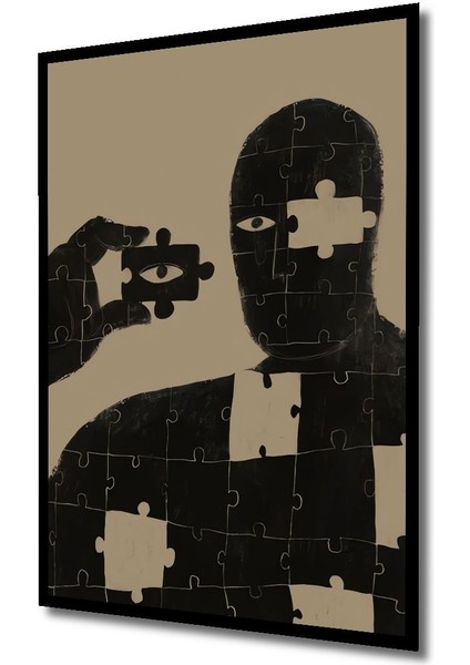 Dekoratif Dikey Puzzledan Adam Duvar Tablo Ahşap Dikdörtgen Tablo