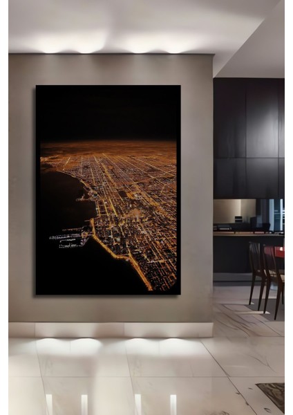 Dekoratif Dikey Kuş Bakışı Şehir Duvar Tablo Ahşap Dikdörtgen Tablo fiyatları