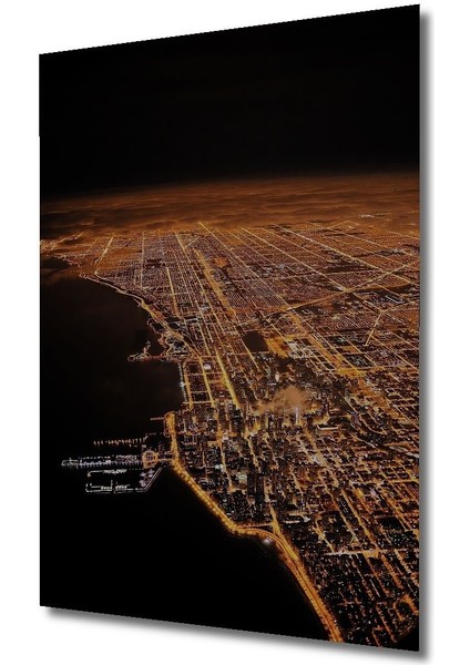 Dekoratif Dikey Kuş Bakışı Şehir Duvar Tablo Ahşap Dikdörtgen Tablo fırsatları