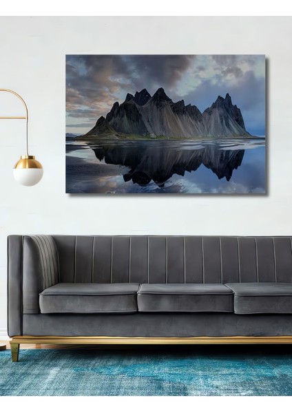Vestrahorn (Batman Dağı) Izlanda Dekoratif Ahşap Tablo Şık Yatay Duvar Dekorasyon Tablosu