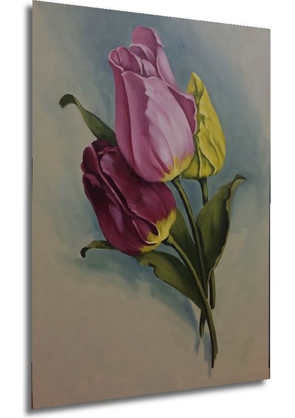 Dekoratif Dikey Çiçekler Sanat Duvar Tablo Ahşap Dikdörtgen Tablo