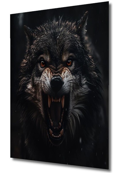 Dekoratif Dikey Kükreyen Kurt Duvar Tablo Ahşap Dikdörtgen Tablo fırsatları