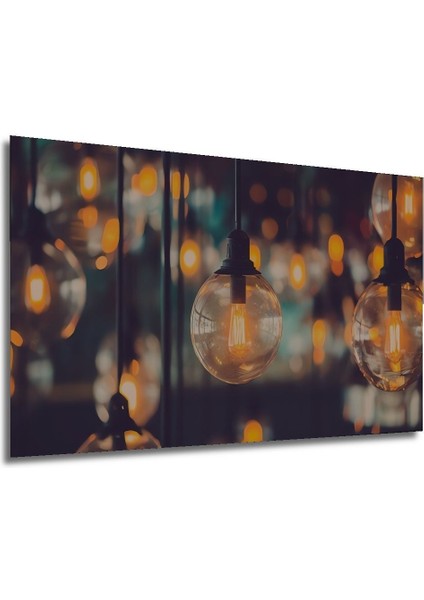 Dekoratif Ampul - Tek Parça Ahşap Tablo Şık Yatay Duvar Dekorasyon Tablosu modelleri