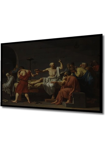 Dekoratif Ahşap Jacques Louis David - Sokrates’in Ölümü Tablosu Şık Yatay Duvar Dekorasyon Tablosu indirimleri