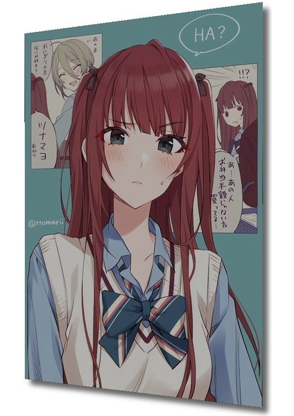 Dekoratif Dikey Anime Poster Duvar Tablo Ahşap Dikdörtgen Tablo