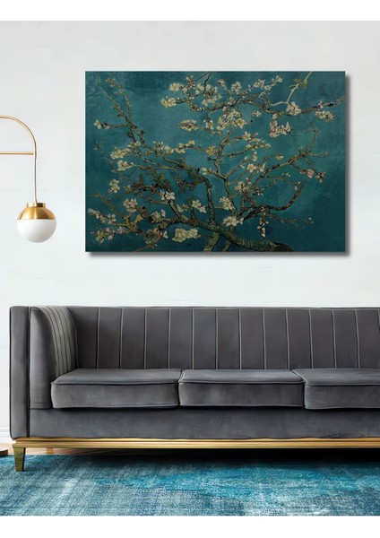 Dekoratif Ahşap Vincent Van Gogh Blossoming Almond Tablosu Şık Yatay Duvar Dekorasyon Tablosu