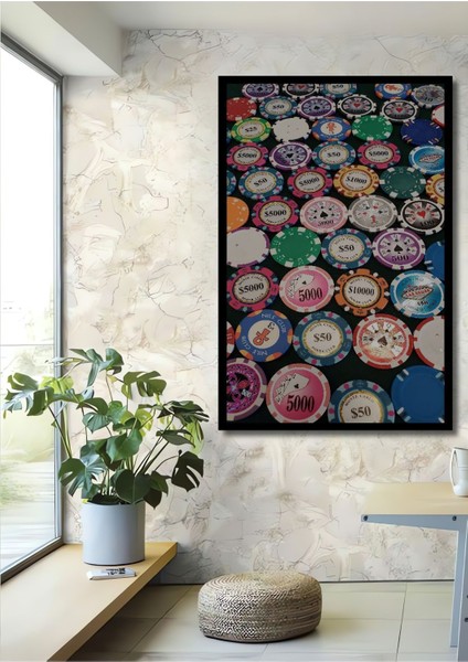 Dekoratif Dikey Poker Çipleri Duvar Tablo Ahşap Dikdörtgen Tablo fiyatları