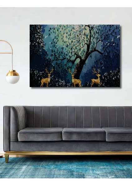 Dekoratif Ahşap Tablo Hayvan 3 Boyutlu Ay Poster, Orman Hediye Şık Yatay Duvar Dekorasyon Tablosu