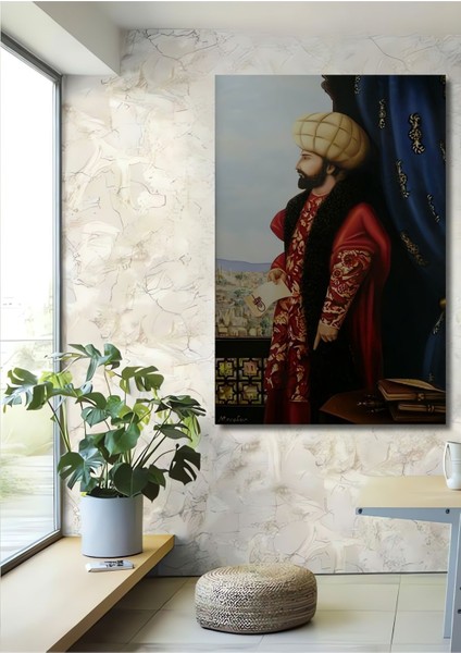 Dekoratif Dikey Osmanlı Padişahları Duvar Tablo Ahşap Dikdörtgen Tablo