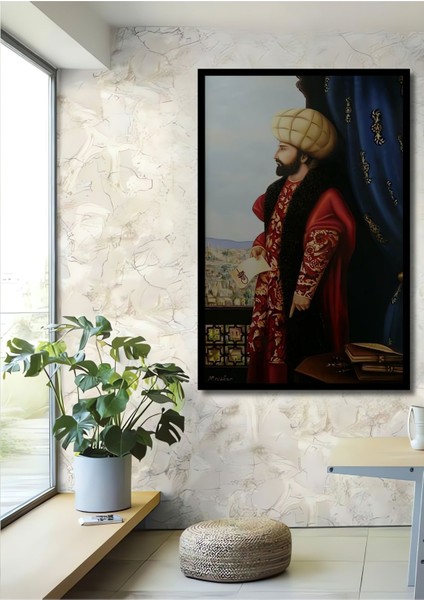 Dekoratif Dikey Osmanlı Padişahları Duvar Tablo Ahşap Dikdörtgen Tablo fiyatları