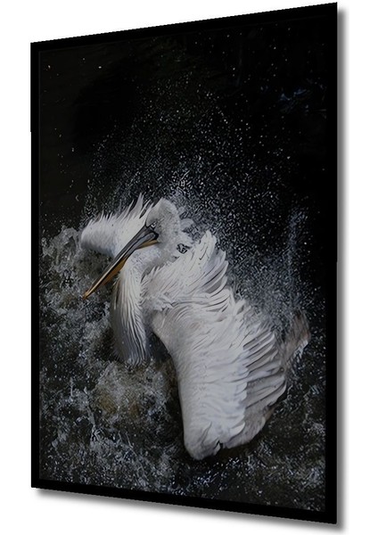 Dekoratif Ahşap Beyaz Flamingo Dekor Tablo Çerçeve Görünümlü Dikey Duvar Dekorasyon Tablosu