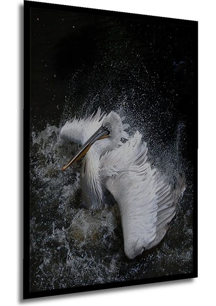 Dekoratif Ahşap Beyaz Flamingo Dekor Tablo Çerçeve Görünümlü Dikey Duvar Dekorasyon Tablosu
