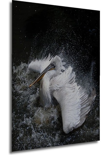 Dekoratif Ahşap Beyaz Flamingo Dekor Tablo Çerçeve Görünümlü Dikey Duvar Dekorasyon Tablosu