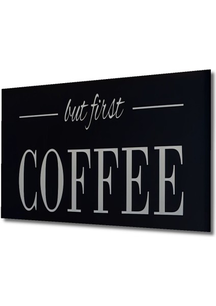 Tablo Kahve Köşesi Fincan Askılıklı Ahşap Raf ve Coffee Ahşap Çerçeve Yatay Duvar Dekorasyon Tablosu