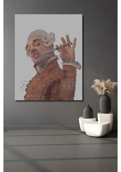 Dekoratif Dikey Hançer Isıran Aristokrat Modern Sanat Duvar Tablo Ahşap Dikdörtgen Tablo
