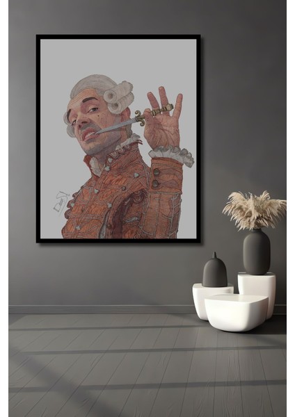 Dekoratif Dikey Hançer Isıran Aristokrat Modern Sanat Duvar Tablo Ahşap Dikdörtgen Tablo