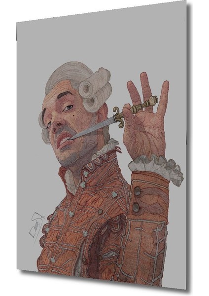 Dekoratif Dikey Hançer Isıran Aristokrat Modern Sanat Duvar Tablo Ahşap Dikdörtgen Tablo